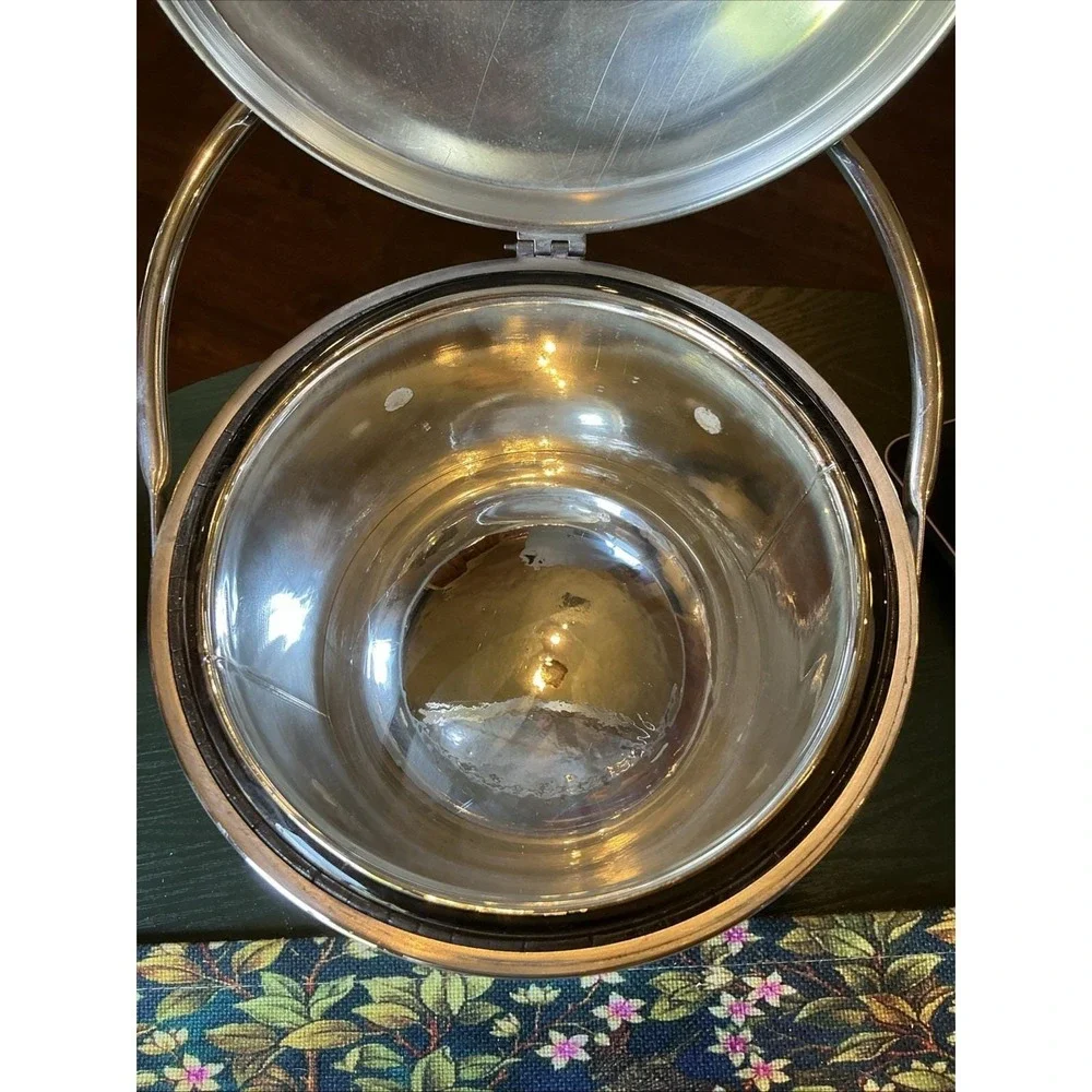 VTG Poole & Co Silver Plated‎ Mid Century Modern Hinged Insulated Ice Bucket